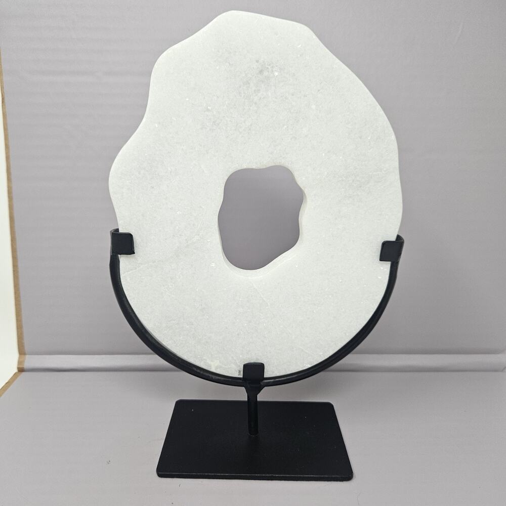 White Marble On Stand Decor 10 Inch Tall